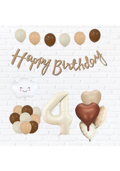 Yaş Happy Birthday Kraft Kaligrafi Banner Bulut Folyo Balon Kalp Doğum Günü Balon Parti Seti