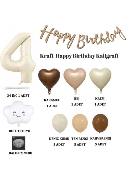 Yaş Happy Birthday Kraft Kaligrafi Banner Bulut Folyo Balon Kalp Doğum Günü Balon Parti Seti