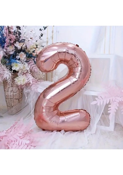 2 Yaş Rose Gold Rakam Folyo Helyum Balon Tüm Yaşlar 34 inç 76CM fiyatları