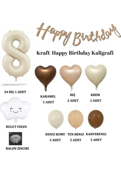 Yaş Happy Birthday Kraft Kaligrafi Banner Bulut Folyo Balon Kalp Doğum Günü Balon Parti Seti