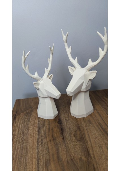 Geyik Figürlü Modern Dekoratif Biblo, 22cm ve 19cm, Beyaz Plastik Tasarım fırsatları