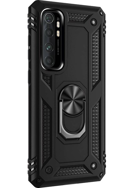 Xiaomi Mi Note 10 Lite Yüzüklü Tank Kılıf Siyah