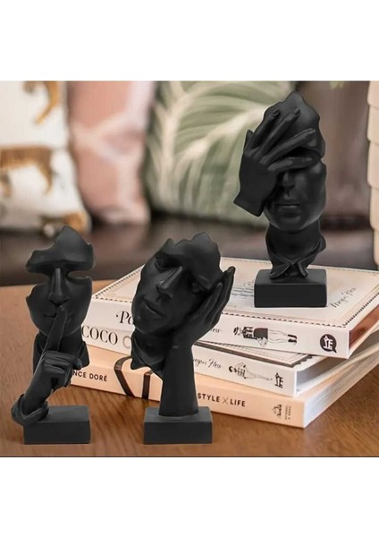 Tekno Trust Polyester Soyut 3 Lü Düşünür Heykel Biblo Aksesuar