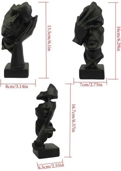 Tekno Trust Polyester Soyut 3 Lü Düşünür Heykel Biblo Aksesuar