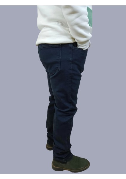 Erkek Denim Yüksek Bel Fermuarlı Regular Fit Likralı Yeşil Tint Kot Pantolon