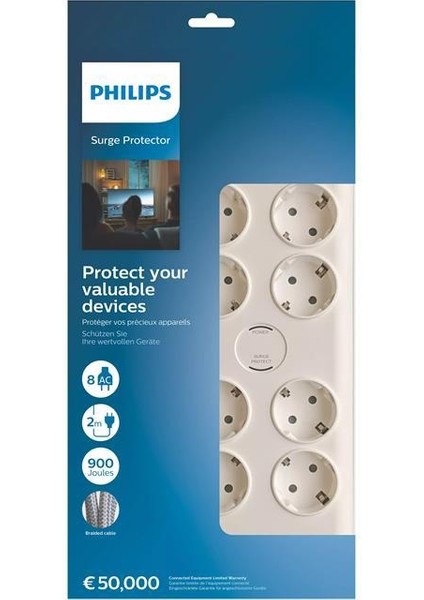 Phılıps SPN7080WA Akım Korumalı Priz 900J (2mt) 8 Li fiyatları