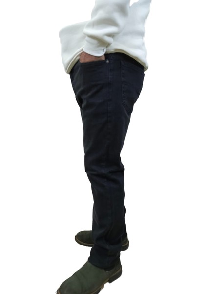 Erkek Denim Yüksek Bel Fermuarlı Regular Fit Likralı Siyah Kot Pantolon fiyatları