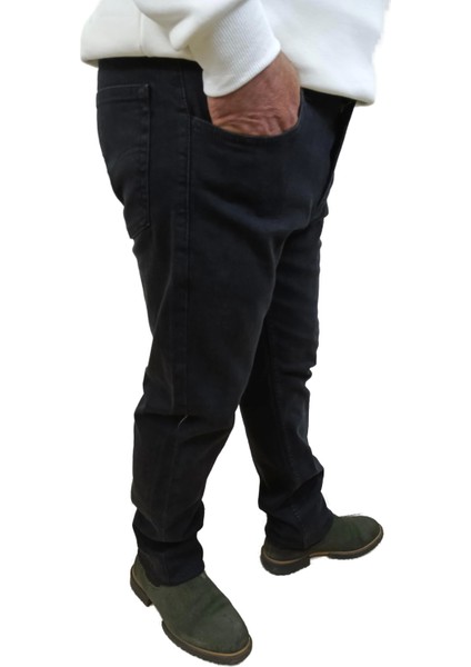 Erkek Denim Yüksek Bel Fermuarlı Regular Fit Likralı Siyah Kot Pantolon modelleri