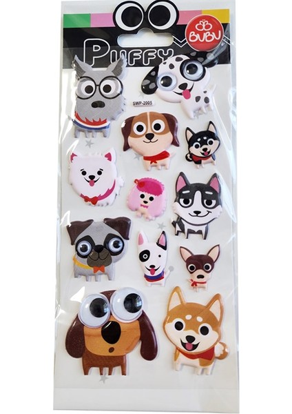 Bu-Bu Puffy Stıckers Oynar Gözlü Köpekler 9X21 BUBU-SWP-2005