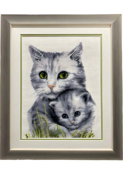 Çerçeveli Işlenmiş Etamin Kanaviçe Tablosu CATS20