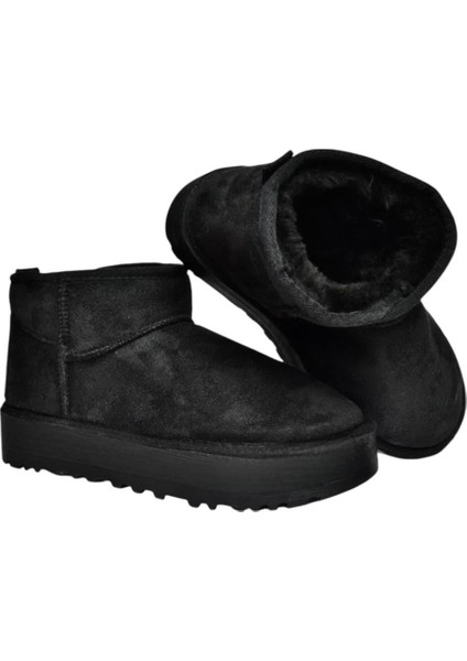 Kürklü Kalın Taban Kısa Spor Kadın Bot SİYAH fırsatları