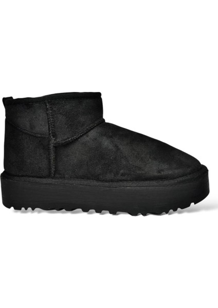 Kürklü Kalın Taban Kısa Spor Kadın Bot SİYAH indirimleri