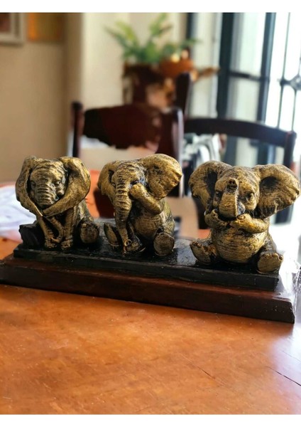 Altın filler biblo, şık ev ve ofis dekorasyonu, 7x10 cm, modern tasarım