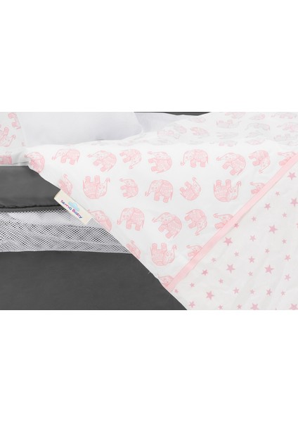 Doremodam Sema Baby 6 Parça Lüks Park Yatak Bebek Uyku Seti - Pembe Fil