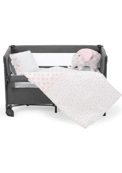 Doremodam Sema Baby 6 Parça Lüks Park Yatak Bebek Uyku Seti - Pembe Fil