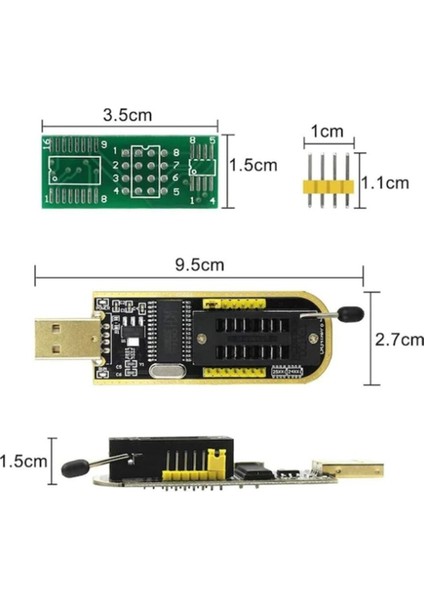 USB Bios Flash Eeprom Programlayıcı CH341A + Soıc8 Sop8 Test Klipsi