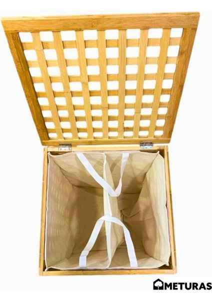 Bambu Çok Amaçlı Sepet – 45x45x62 cm, Kirli ve Oyuncak Sepeti Havalandırmalı Örgü Tasarım Jüt Kumaş Astar Çamaşır Sepeti indirimleri