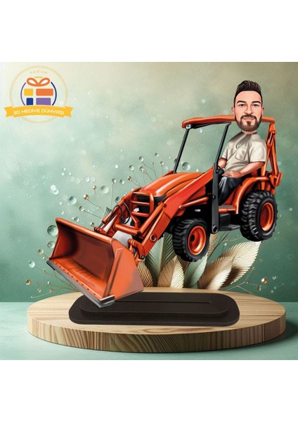 Tekno Trust Kepçe Operatörü Kazı Işleri Karikatürü Karikatürü Biblo Hediye 3D Masa Üstü Biblo Hediyesi