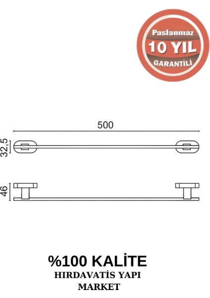 Paslanmaz Pirinç Zirve Uzun Havluluk 50 cm fiyatları