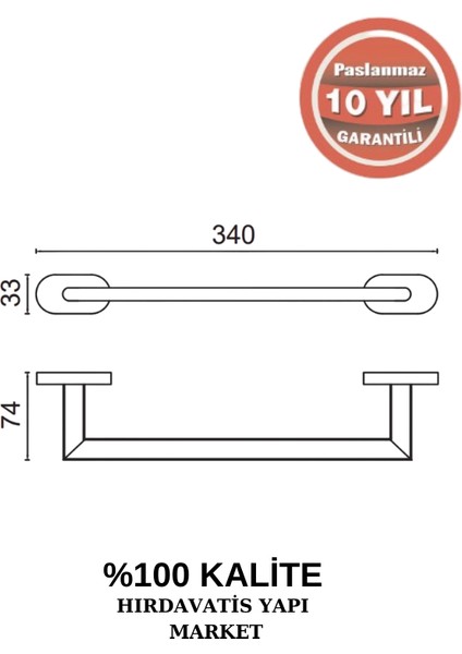 Paslanmaz Pirinç Zirve Uzun Havluluk 30 cm fiyatları