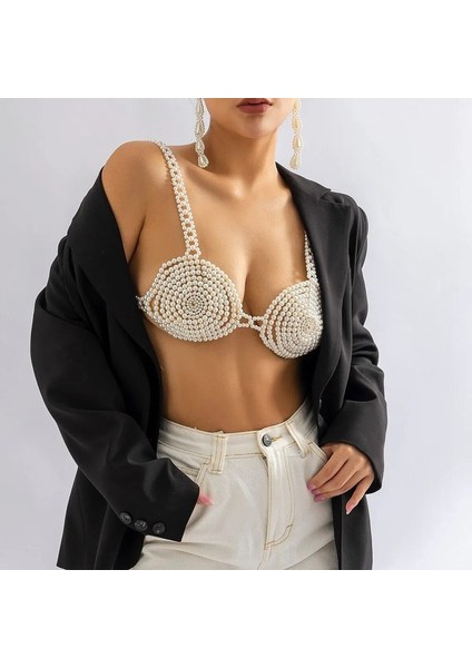 El Yapımı Inci Bralet, Inci Boncuk Sütyen, Inci Kolye, Bikini Üstü