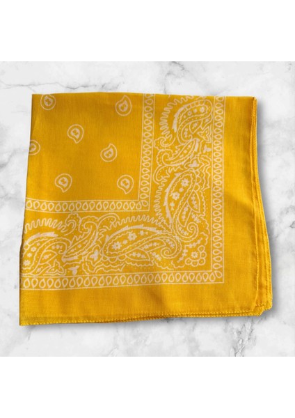 Kadın Sarı Renk Etnik Desenli %100 Koton Bandana, Saç Bandı modelleri