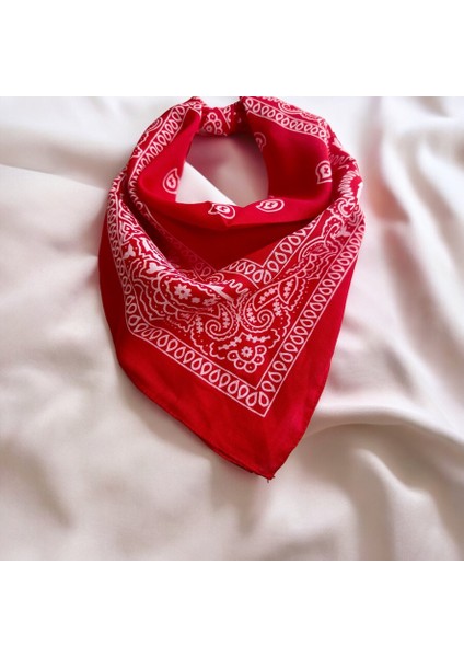 Kadın Kırmızı, Sarı ve Pembe Renk Etnik Desenli 3'lü %100 Koton Bandana, Saç Bandı