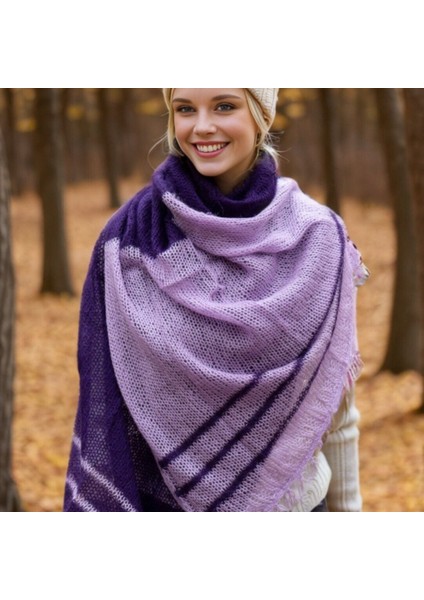 Yünlü Kadın Şal / Atkı Örgü Ipeksi Duruş