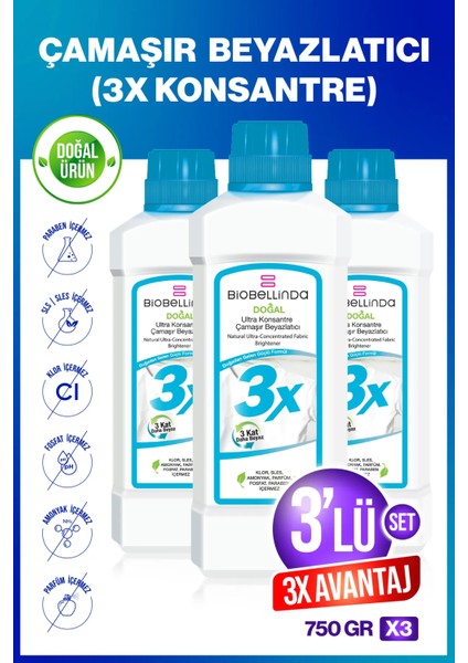 Ultra Konsantre Çamaşır Beyazlatıcı 3x (3 Lü Set)