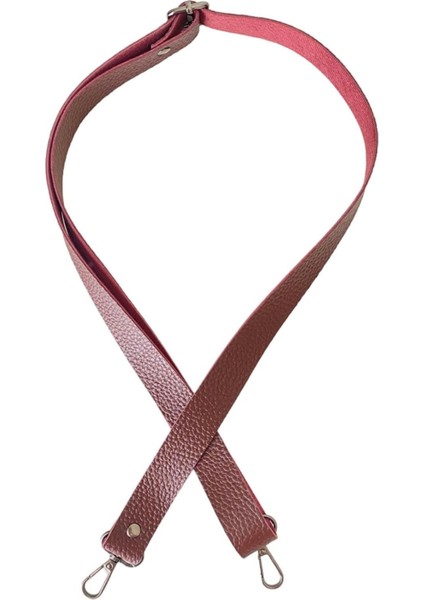 Sürgü Tokalı Ayarlanabilir Çanta Askısı 135 Cm* 2.5 cm Bordo Renk Krom Kancalı