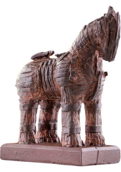 Tarihi At Figürü - Dekoratif Mermer Heykel, 20 cm, Kahverengi