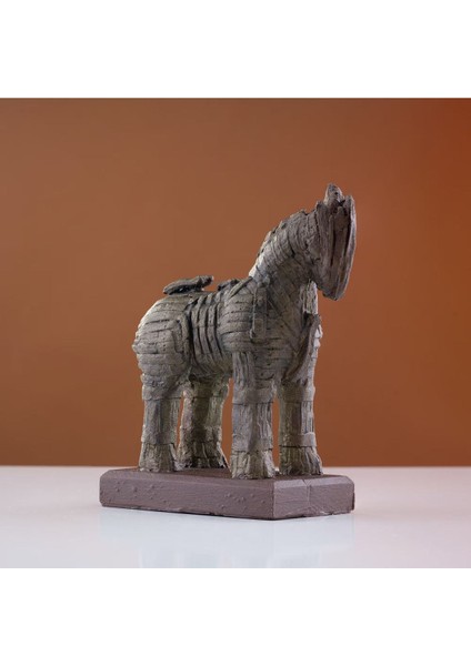 Tarihi At Figürü - Dekoratif Mermer Heykel, 20 cm, Kahverengi fiyatları