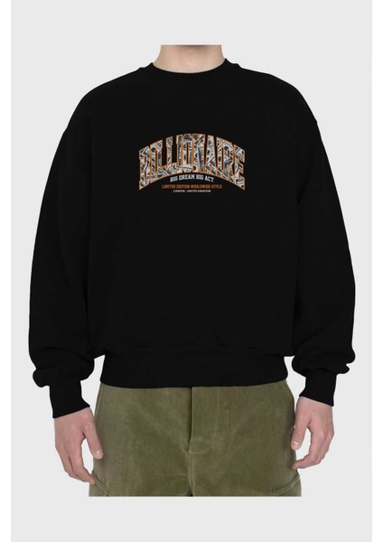 Billionaire Ön Baskılı Siyah Oversize Sweatshirt Erkek Kadın Bisiklet Yaka fiyatları