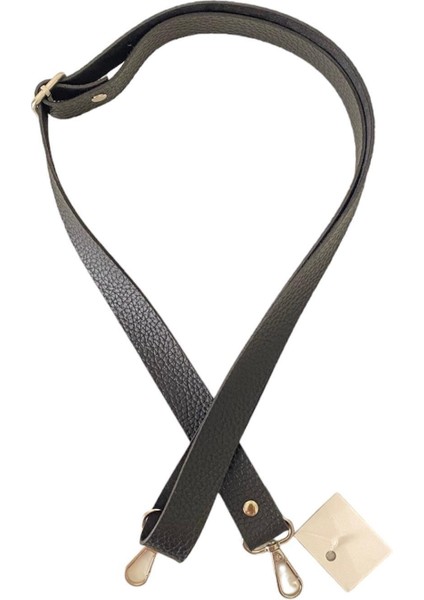 Sürgü Tokalı Ayarlanabilir Çanta Askısı 135 Cm* 2.5 cm Siyah Renk Gümüş Kancalı