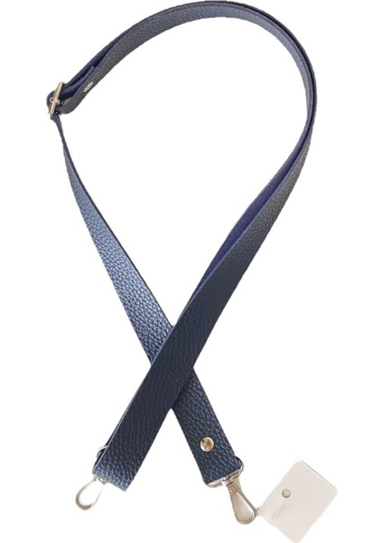 Sürgü Tokalı Ayarlanabilir Çanta Askısı 135 Cm* 2.5 cm Lacivert Renk Gümüş Kancalı