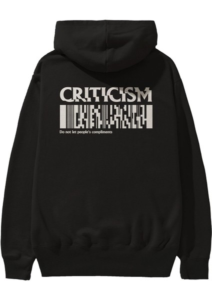 Criticism Streetwear Arka Baskılı Siyah Oversize Kapüşonlu Sweatshirt Erkek Kadın