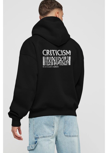 Criticism Streetwear Arka Baskılı Siyah Oversize Kapüşonlu Sweatshirt Erkek Kadın fiyatları