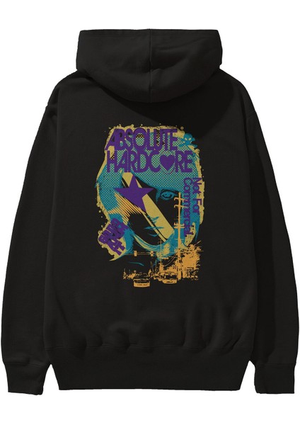 Absolute Hardcore Arka Baskılı Siyah Oversize Kapüşonlu Sweatshirt Erkek Kadın