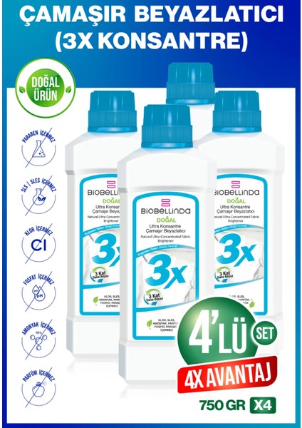 Ultra Konsantre Çamaşır Beyazlatıcı 3x (4 Lü Set)