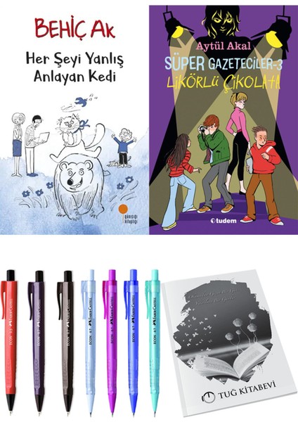 Süper Gazeteciler 3 Likörlü Çikolata ve Her Şeyi Yanlış Anlayan Kedi 2'li Set - Kalem