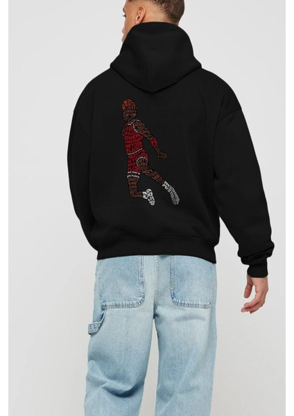 Slamdunk Arka Baskılı Siyah Oversize Kapüşonlu Sweatshirt Erkek Kadın fiyatları