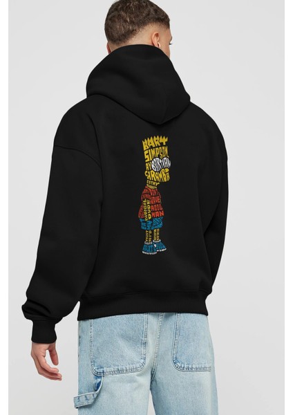 Bart Simpson Arka Baskılı Siyah Oversize Kapüşonlu Sweatshirt Erkek Kadın fiyatları