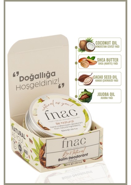 | Kokusuz - %100 Doğal İçerik Be Natural Krem Deodorant - Alüminyumsuz Balm