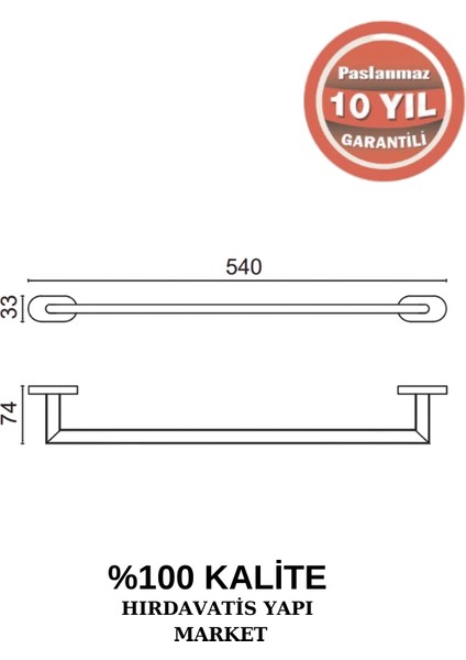 Paslanmaz Pirinç Zirve Uzun Havluluk 50 cm fiyatları