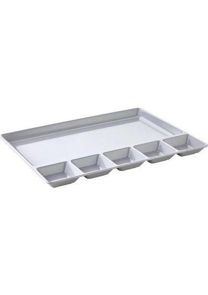 2 Adet Kırılmayan Kahvaltı Sunum Tabağı 33X26CM Kahvaltılık 6 Bölme Sağlıklı Malzeme Tabldot Tepsisi