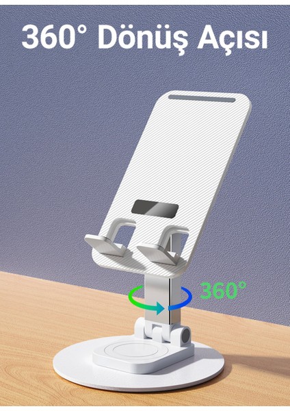 Alüminyum Tablet ve Telefon Standı, 360 Derece Ayarlanabilir Dönme Özelliği, Çok Amaçlı Masaüstü Dock Tutucu (Siyah) fırsatları