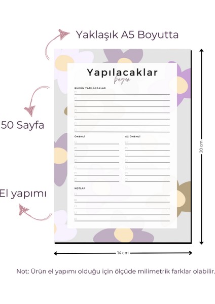Yapılacaklar Listesi - To Do - Çiçekli