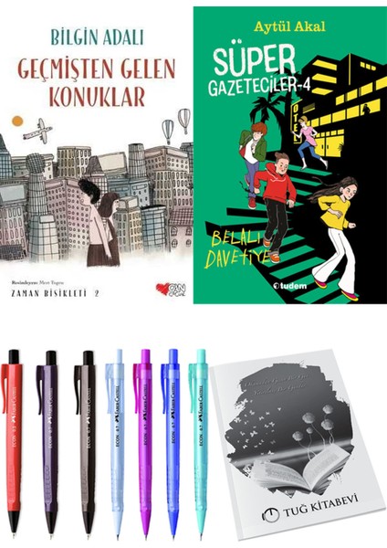 Süper Gazeteciler 4 Belalı Davetiye ve Zaman Bisikleti 2 Geçmişten Gelen Konuklar 2'li Set - Kalem