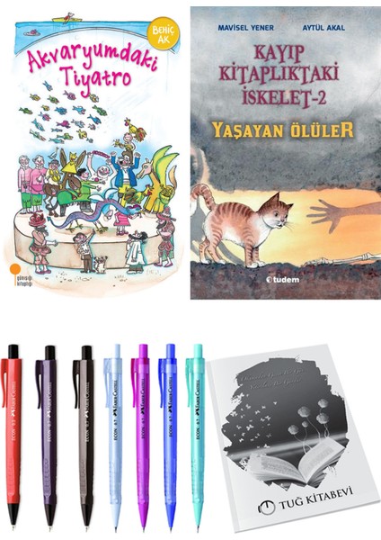 Kayıp Kitaplıktaki Iskelet 2 Yaşayan Ölüler ve Akvaryumdaki Tiyatro 2'li Set - Kalem