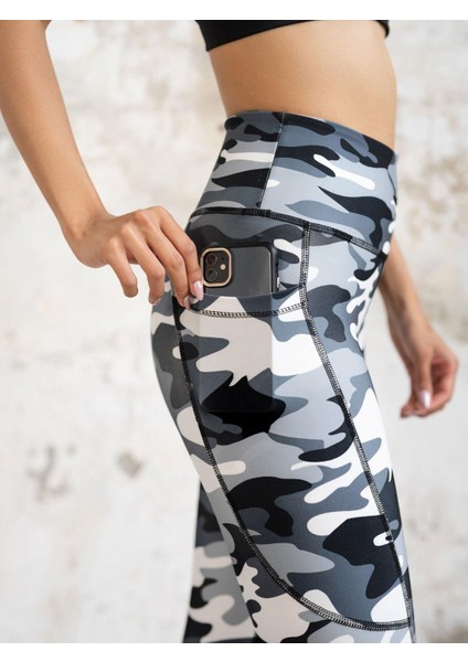 Kadın Kamuflaj Desenli Cepli Tayt modelleri